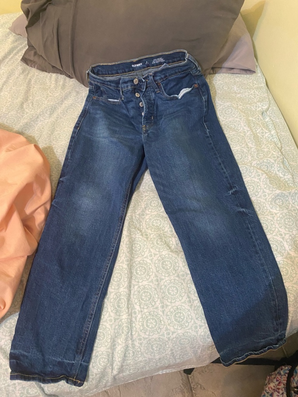 Old Navy Women's Dark Blue Boyfriend Jeans - Button Fly 4P